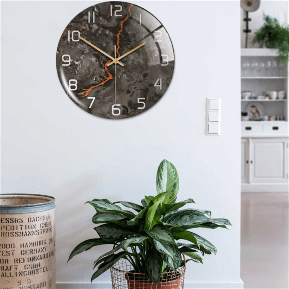Stylish Wall Clock with Marble Texture - MarbleTime-Green-The Livary
