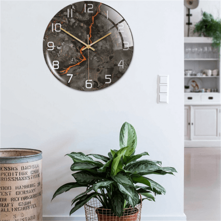 Stylish Wall Clock with Marble Texture - MarbleTime-Green-The Livary