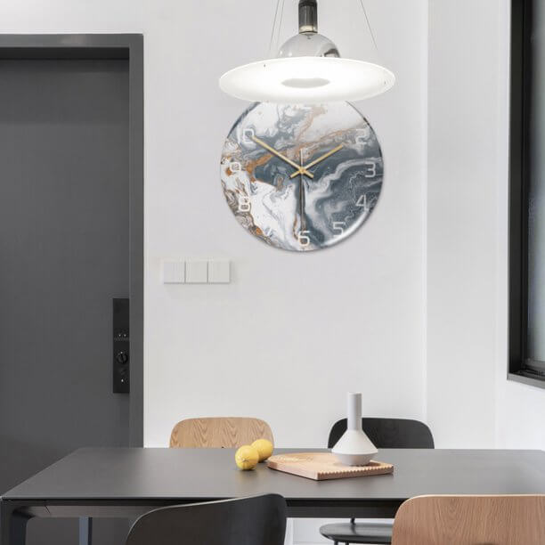 Stylish Wall Clock with Marble Texture - MarbleTime-Green-The Livary