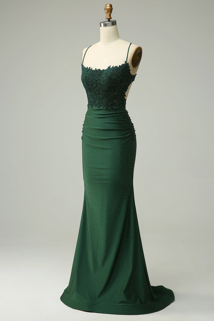 Stylish Mermaid Halter Neck Ball Gown - Lara-Dark green-EU32-The Livary