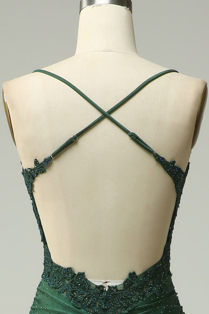 Stylish Mermaid Halter Neck Ball Gown - Lara-Dark green-EU32-The Livary