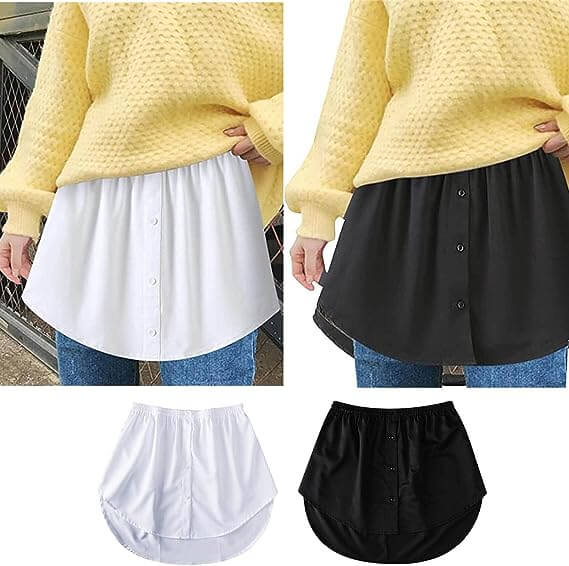 Ladies' Shirt Extender with Elastic Waistband – Noelle-White-S-The Livary