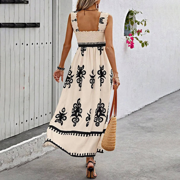Trendy summer dress with a feminine silhouette and wrap effect – Sascha-Apricot-S-The Livary