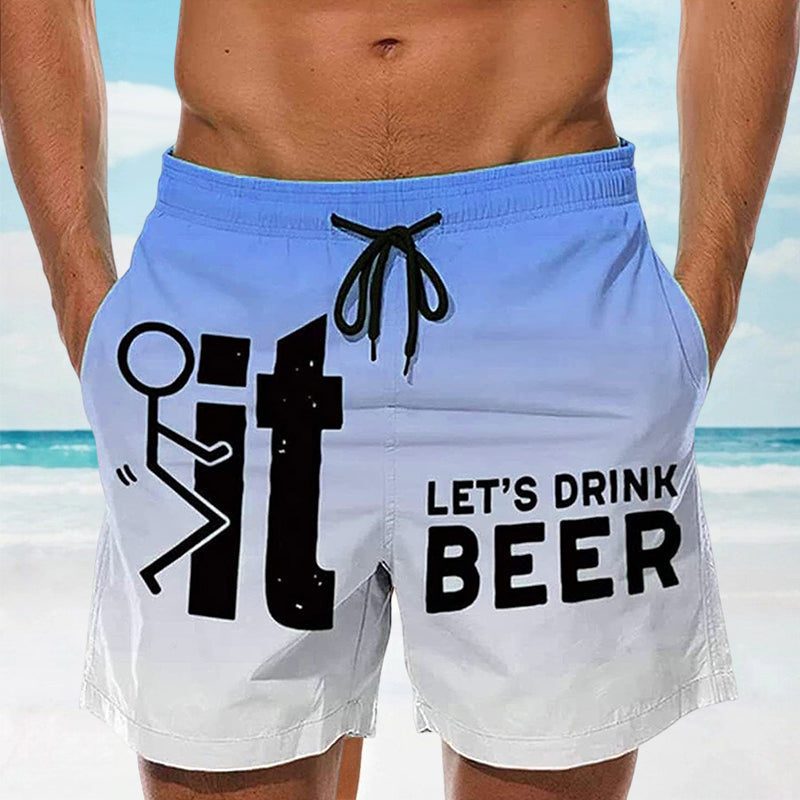 Hawaii Men's Swim Shorts with Elastic Waistband – Fabio-Blue-2XS-The Livary