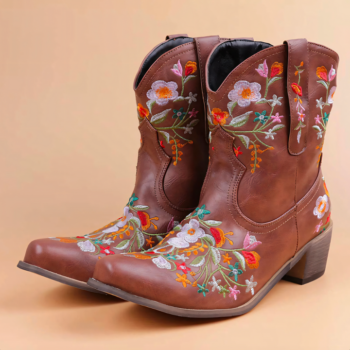 Waterproof Vintage Cowgirl Boots - Sierra-2.5-Red-The Livary