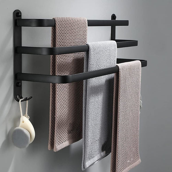 Towel Holder with Hooks - DrySpace-3 rods-40 cm-The Livary