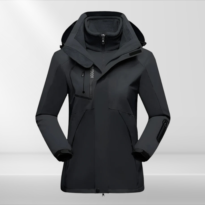 3-in-1 Outdoor Jacket for Women - Romy-Black-M-The Livary
