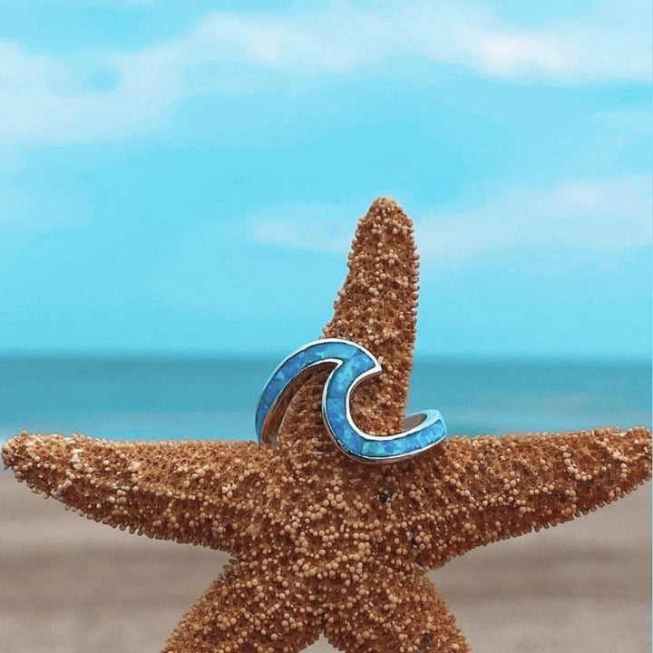 Ocean Waves Opal and Silver Ring - Livia-5-The Livary
