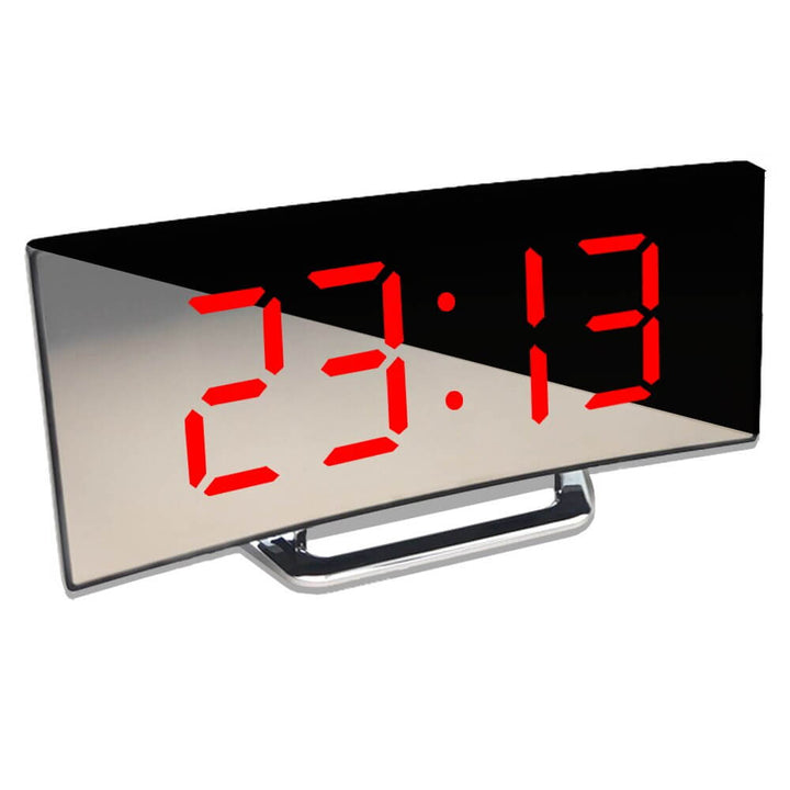 Curved LED Digital Alarm Clock with Modern Design - LumiCurve-Red-The Livary