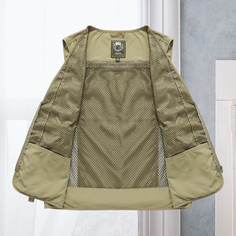 Light men's outdoor vest – Viktor-Khaki-S-The Livary
