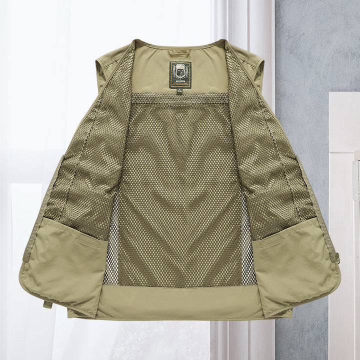 Light men's outdoor vest – Viktor-Khaki-S-The Livary
