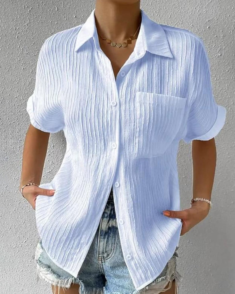 Stylish blouse with short sleeves – Elena-Light blue-S-The Livary