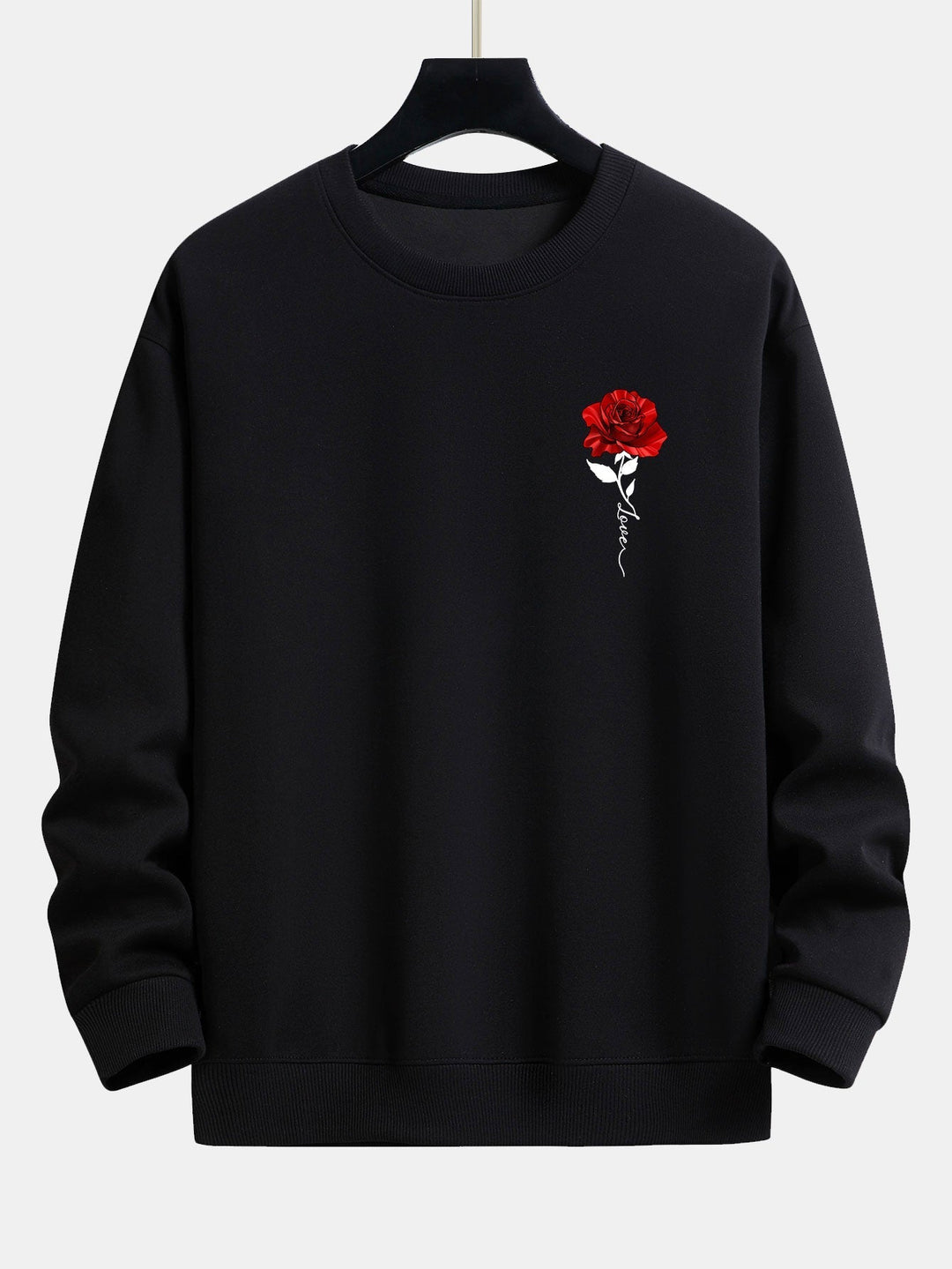 Ladies' Rose Print Sweatshirt - Amelia-Black-S-The Livary