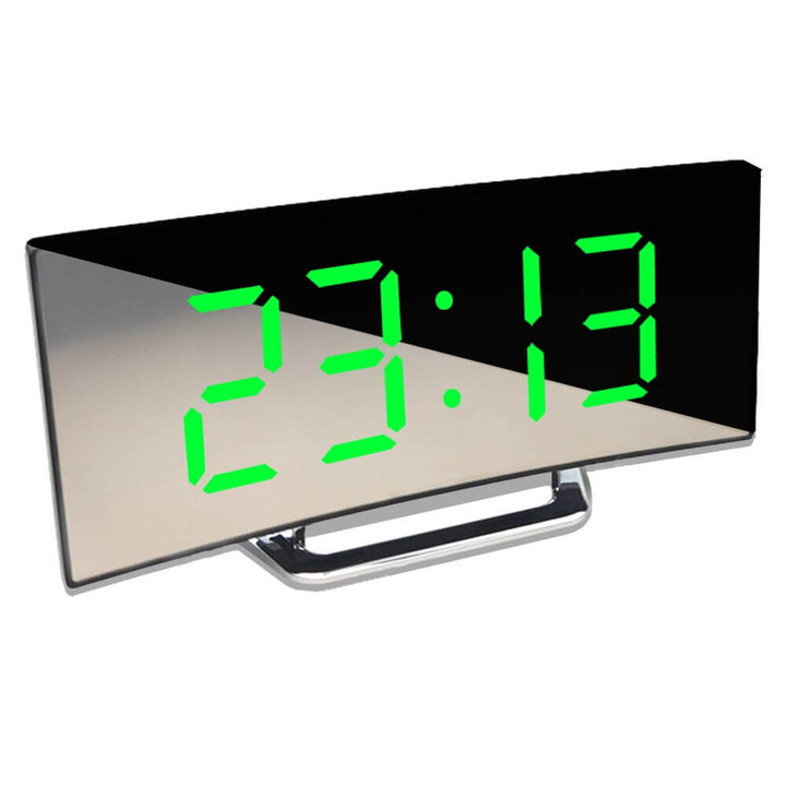 Curved LED Digital Alarm Clock with Modern Design - LumiCurve-Green-The Livary