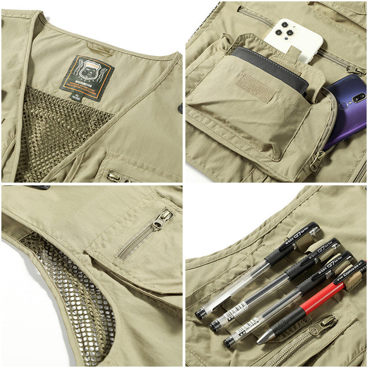 Light men's outdoor vest – Viktor-Khaki-S-The Livary