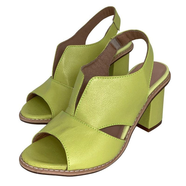 Women’s leather sandals with heel & comfort footbed – Selina-Beige-2.5-The Livary