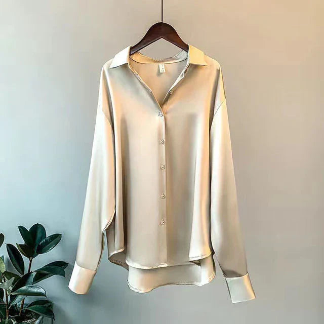 Stylish Satin Women's Blouse - Elina-Champagne-S-The Livary