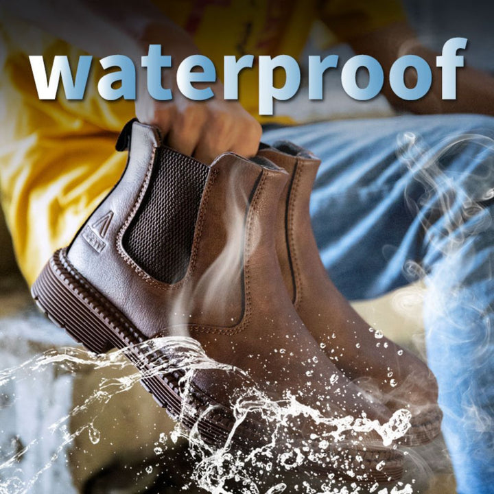 Waterproof Leather Work Boots - Sigvard-Camel-6.5-The Livary