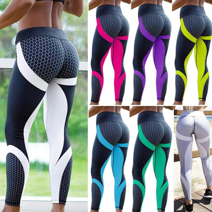 High Waisted Women's Yoga Leggings with Geometric Pattern - Aurora-Black-S-The Livary
