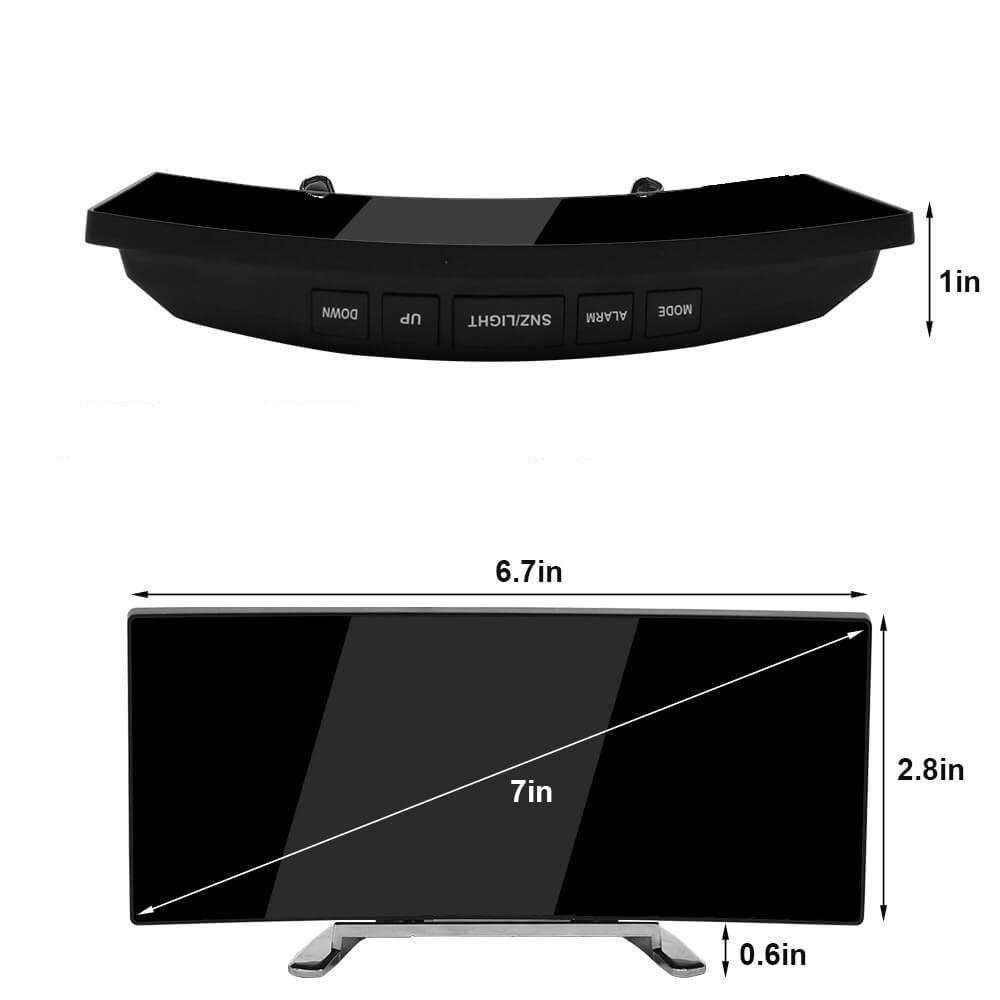 Curved LED Digital Alarm Clock with Modern Design - LumiCurve-Red-The Livary