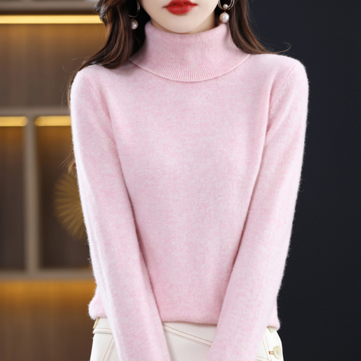 Luxury Cashmere Ladies Turtleneck - Elena-Light pink-S-The Livary