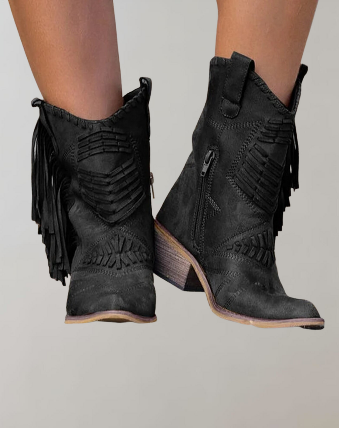 Stylish Women's Boots with Tassels - Selena-Black-2.5-The Livary