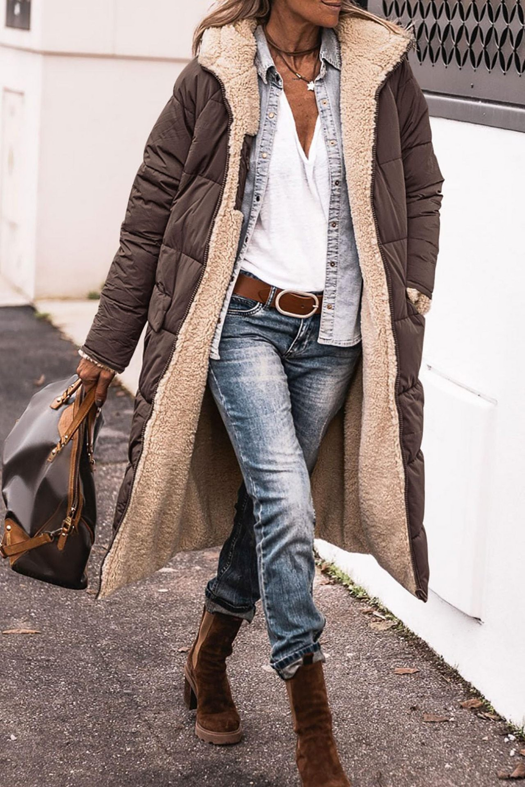 Trendy Double-Sided Ladies Winter Coat - Sofia-Brown-S-The Livary