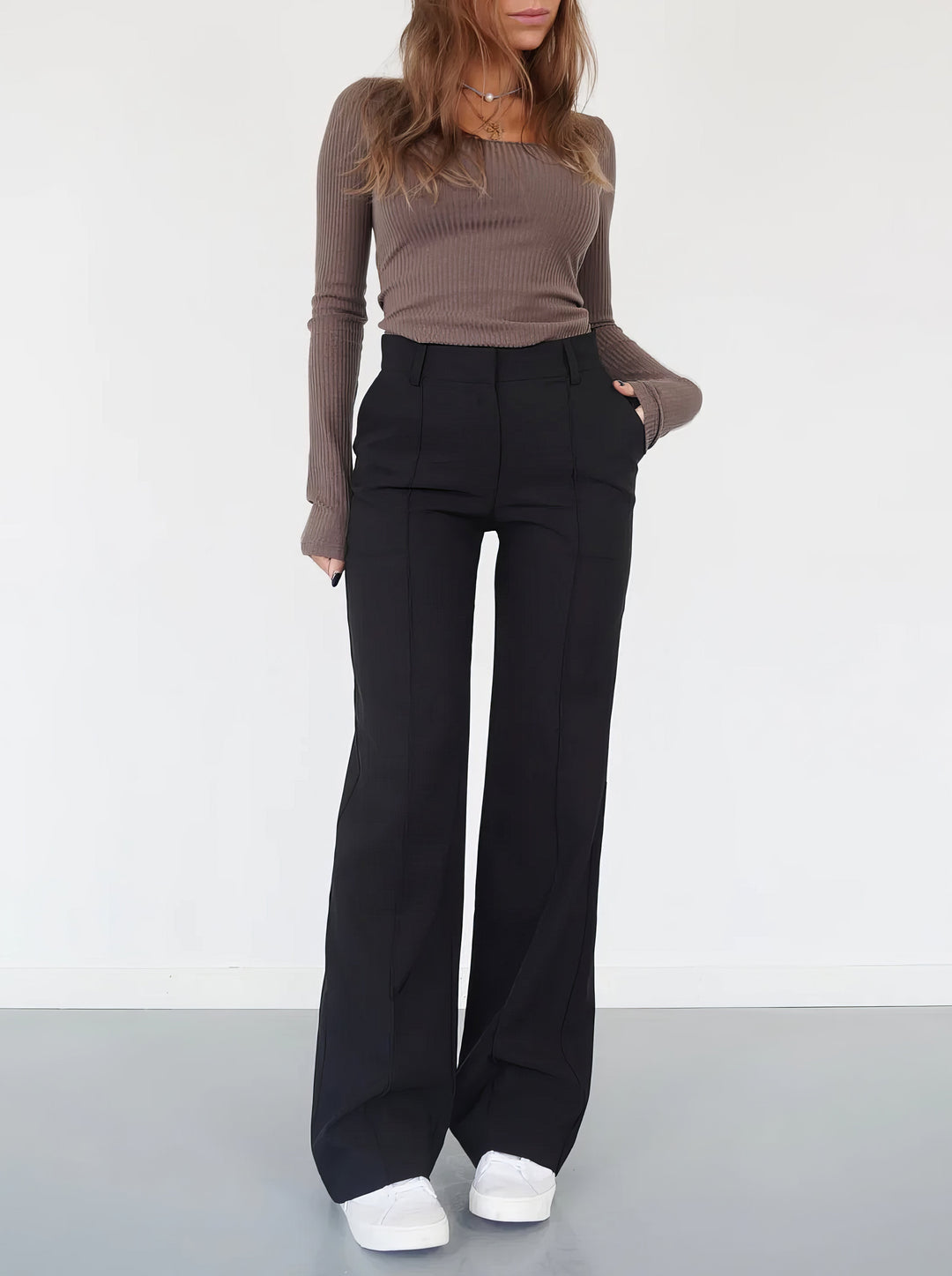 Stylish High-Waisted Trousers - Luna-Black-S-The Livary