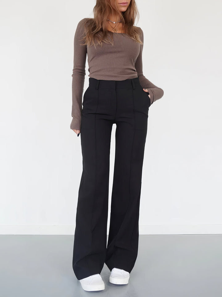Stylish High-Waisted Trousers - Luna-Black-S-The Livary