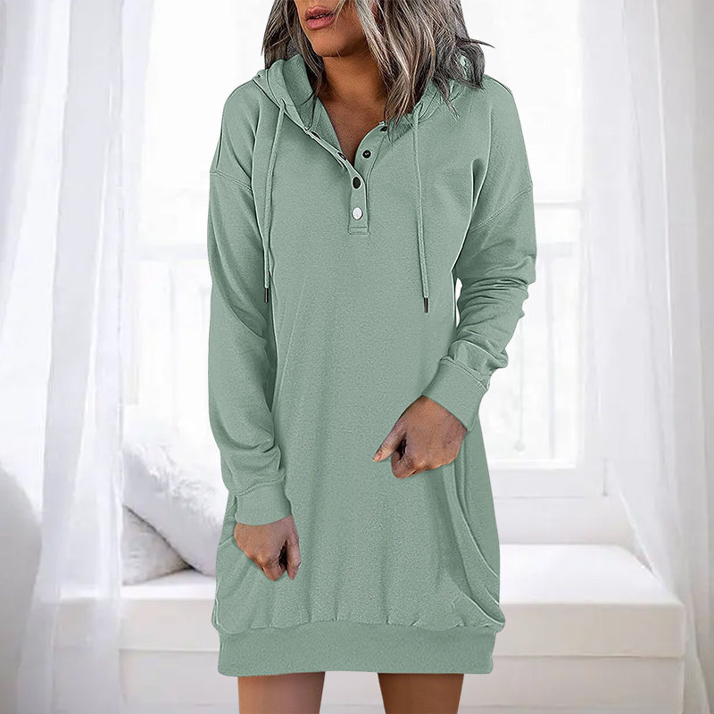 Minimalistic Long Women's Hoodie – Valeria-Green-S-The Livary