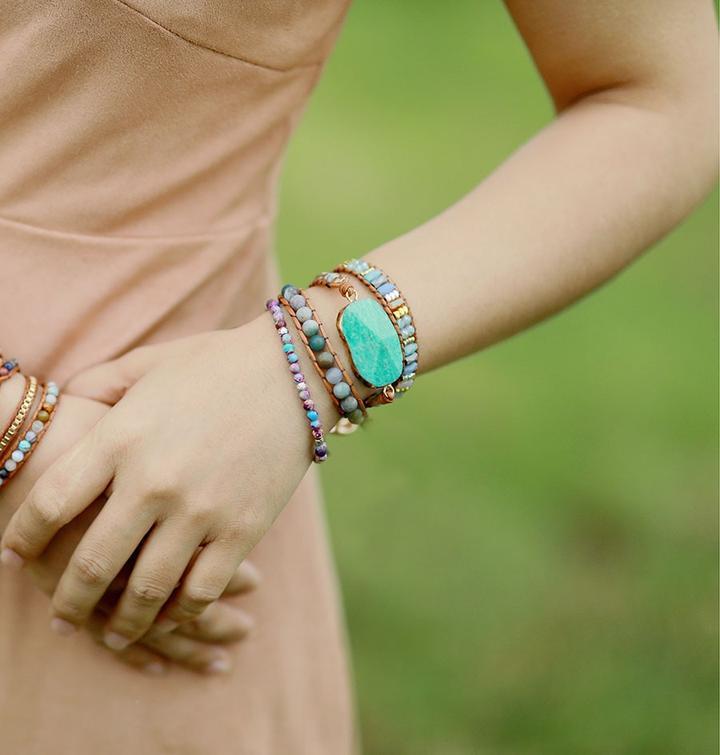 Energy Bracelet Jasper - Nyima-Purple-6.69 inches-The Livary