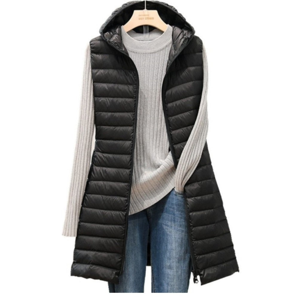 Comfortable Long Women's Gilet - Rianne-Black-S-The Livary