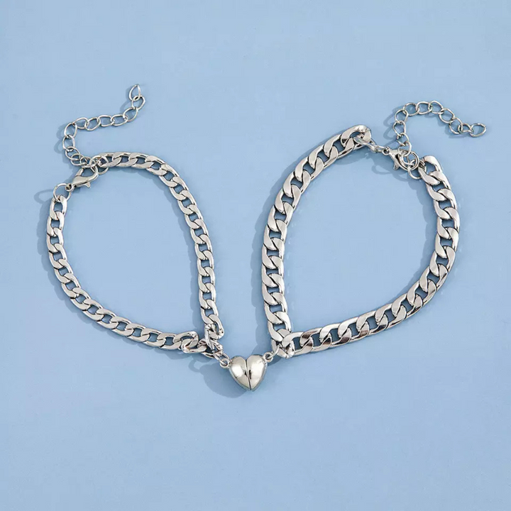 Heart Bracelet Set - Liora-Silver-The Livary