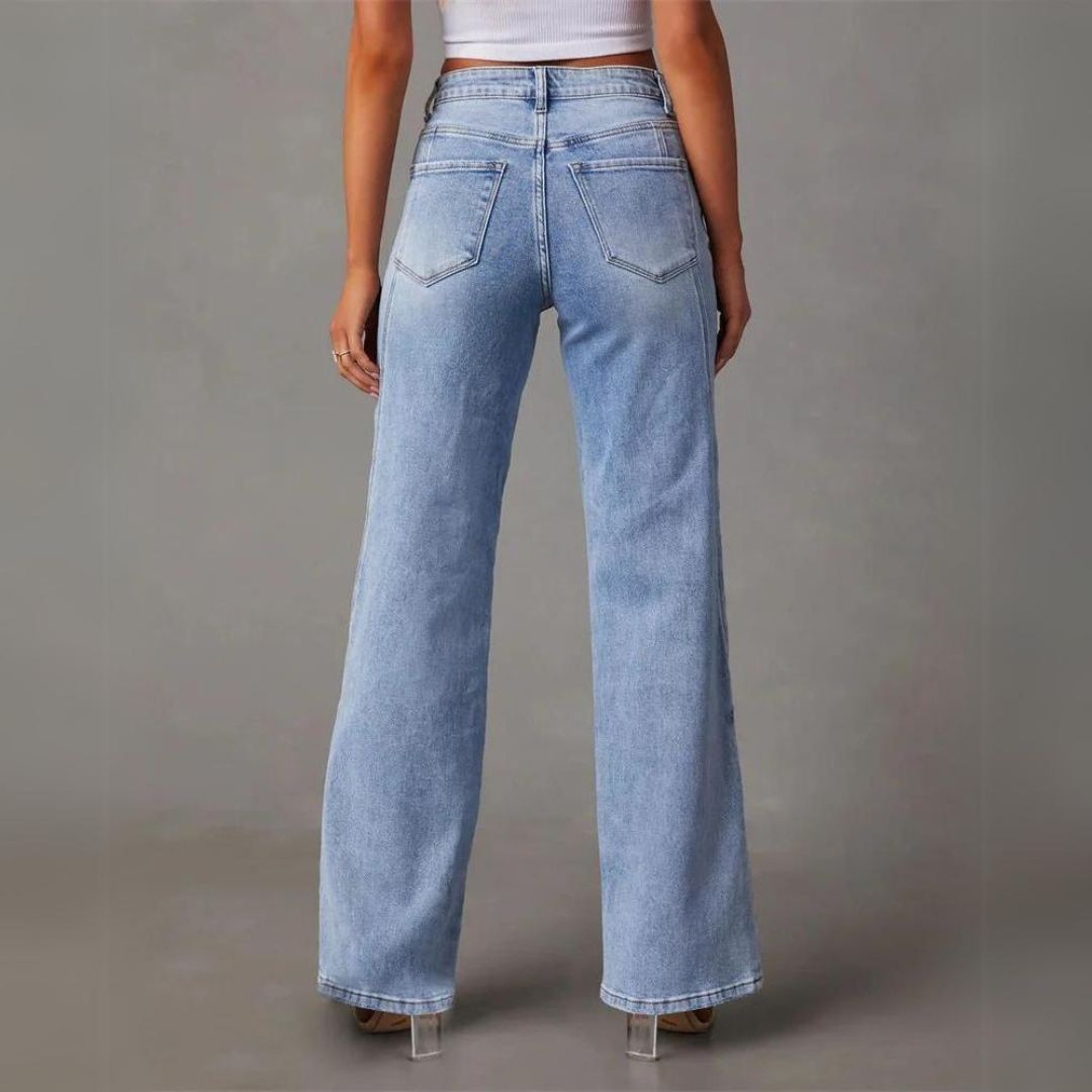 Trendy Flared Denim Jeans - Amarine-S-The Livary