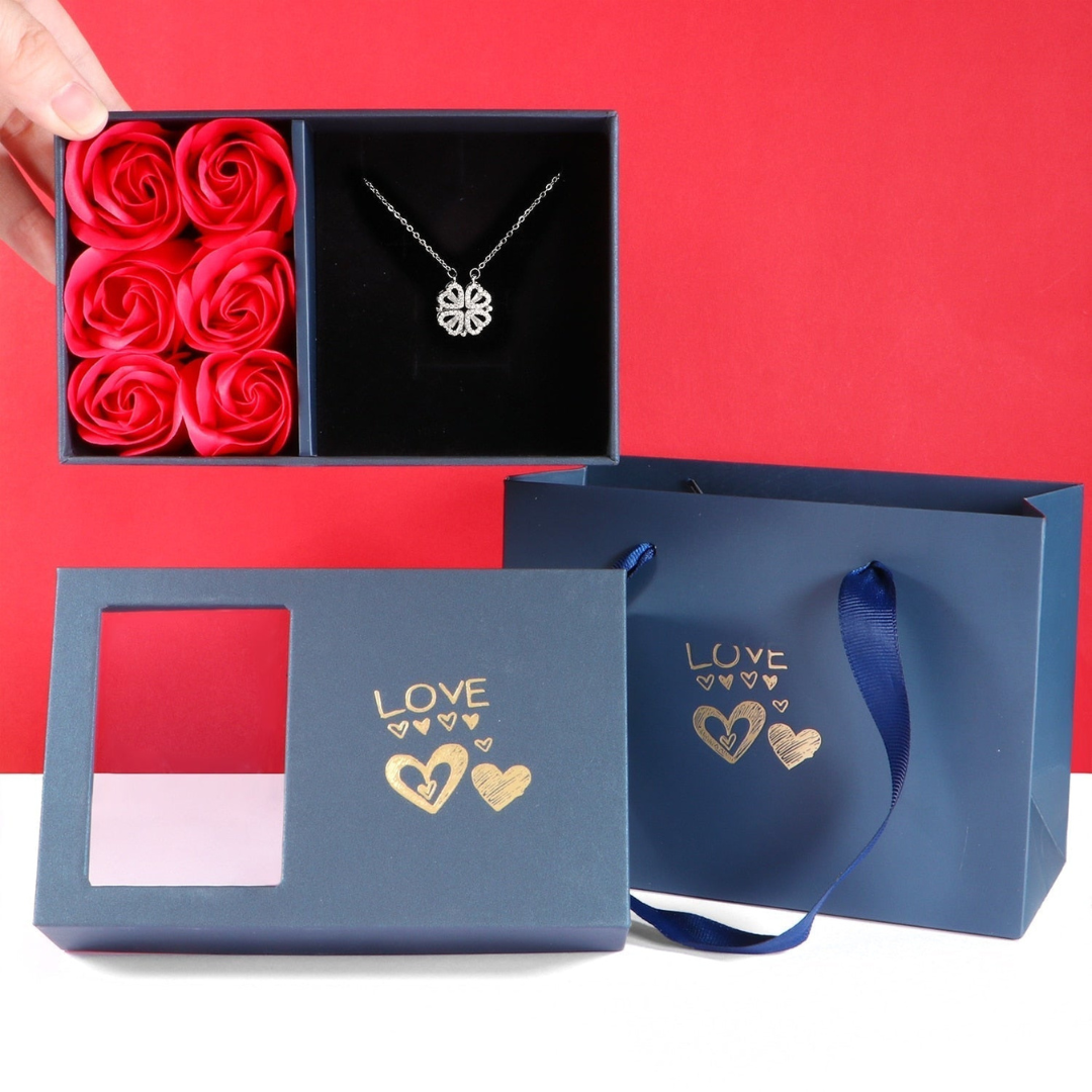 Luxury Diamond Necklace - Livia-Silver With Roses-The Livary