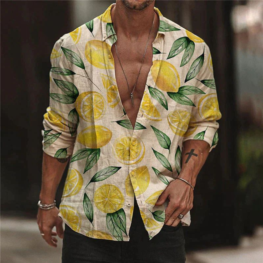 Summer shirt with lemon print for men – Matteo-S-The Livary