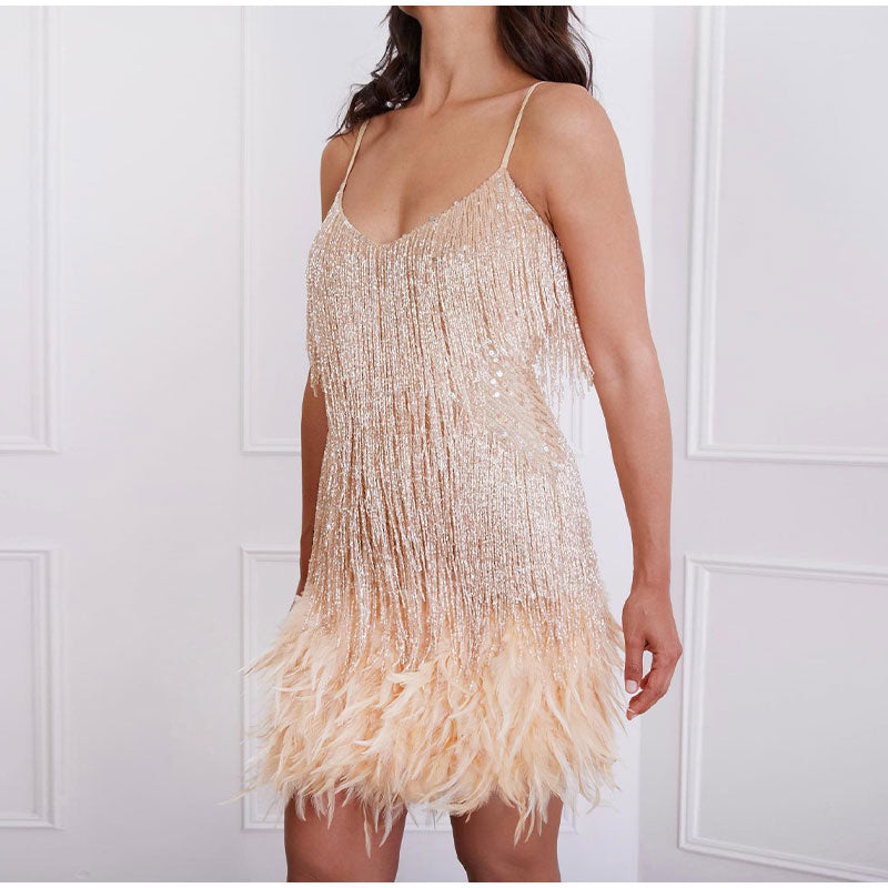 Summer Dress with Glitter - Lina-Rose gold-S (32-34)-The Livary