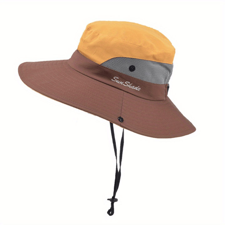 Stylish women's UV protection sun hat with a wide brim – Livia-Yellow-The Livary
