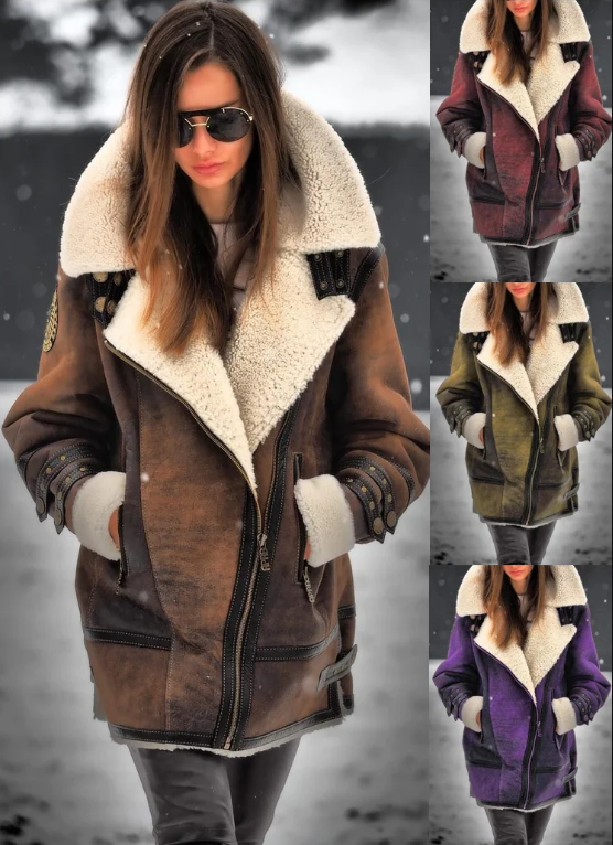 Warm Fleece Jacket for Women - Amara-Brown-S-The Livary