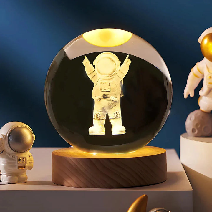 3D Engraved Crystal Sphere - Celestia-Astronaut-The Livary