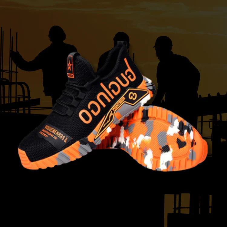 Ultra-Light Work Shoes with Steel Toe - AirGuard-Orange-6.5-The Livary