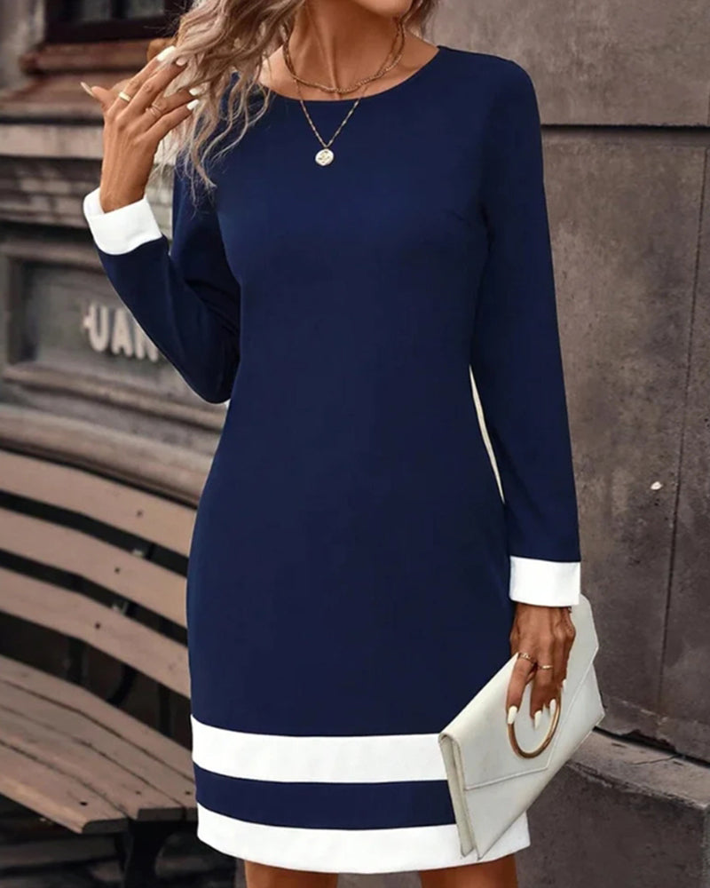 Elegant Dark Blue Women's Dress with Classic Silhouette – Aurelia-S-The Livary