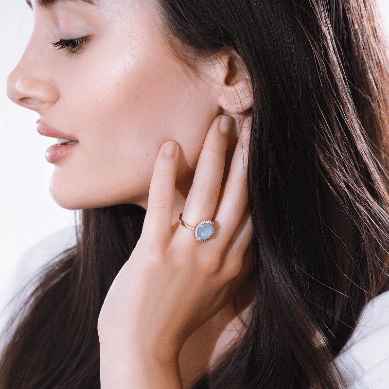 Mystical Shine Cocktail Ring – Elowen-Blue-The Livary