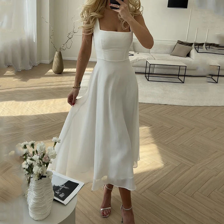 Timeless Sleeveless Dress - Sofia-White-XS-The Livary