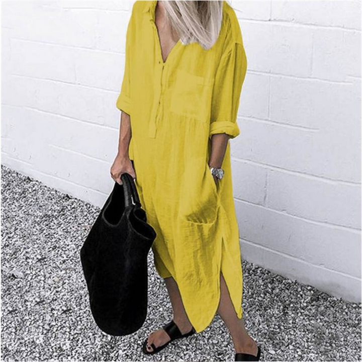 Smooth and Comfortable Long Summer Dress - Mila-Yellow-S-The Livary
