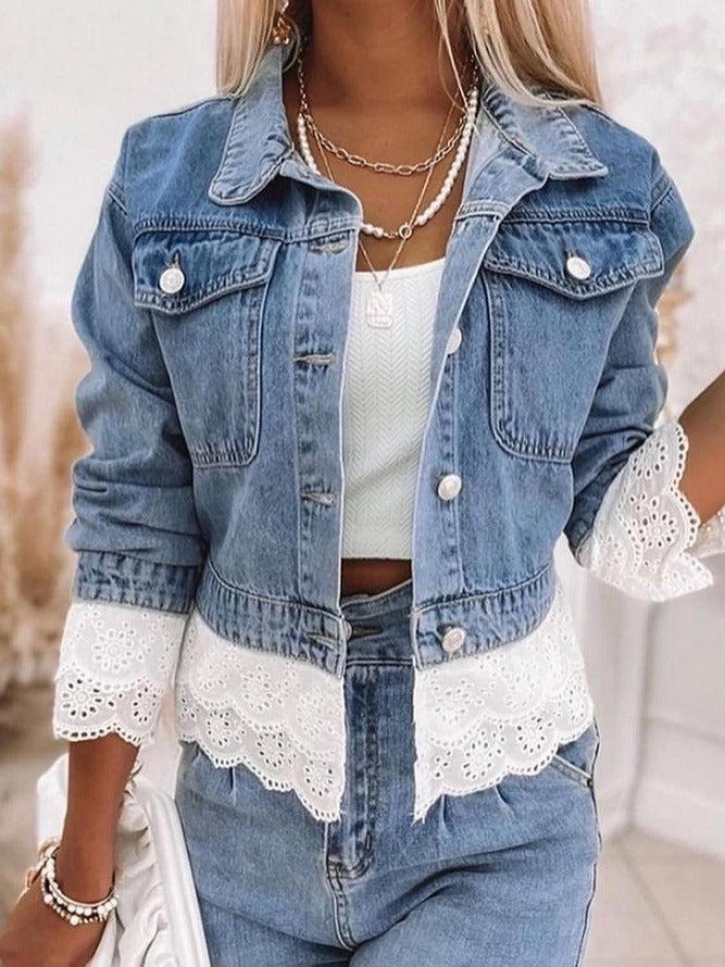 Blue Patchwork Denim Jacket - Rowena-S-The Livary