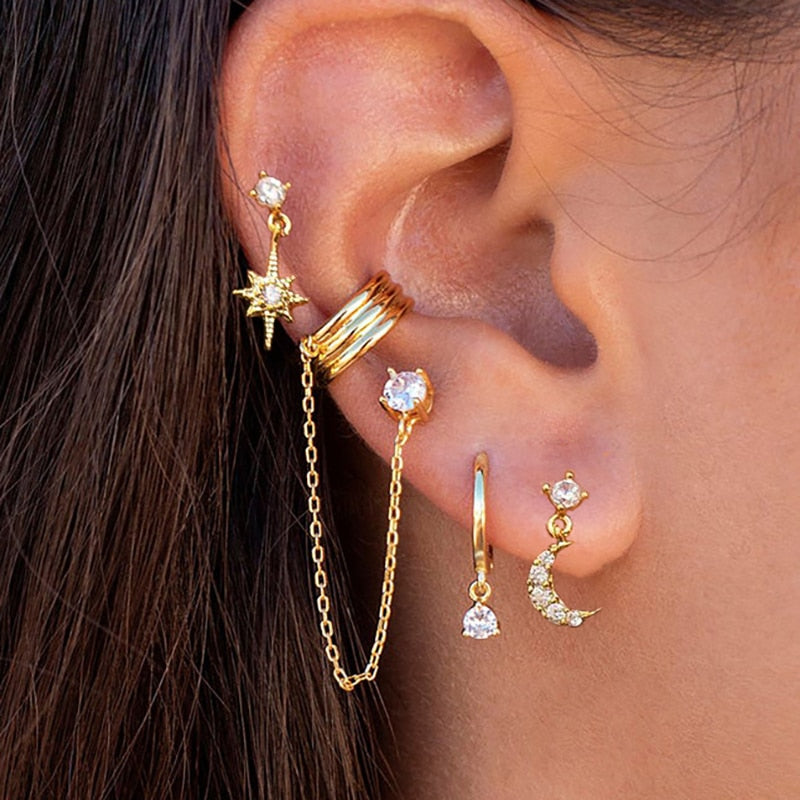 Boho Chic Earrings Set - Amira-3 Pair Set-Gold-The Livary