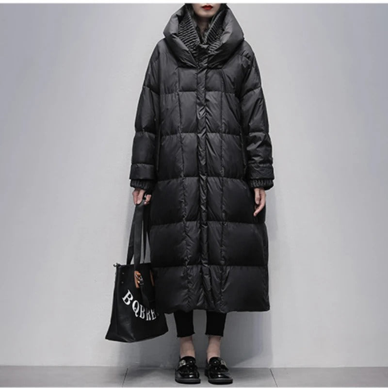 Long Ladies Winter Jacket - Amara-Black-S-The Livary