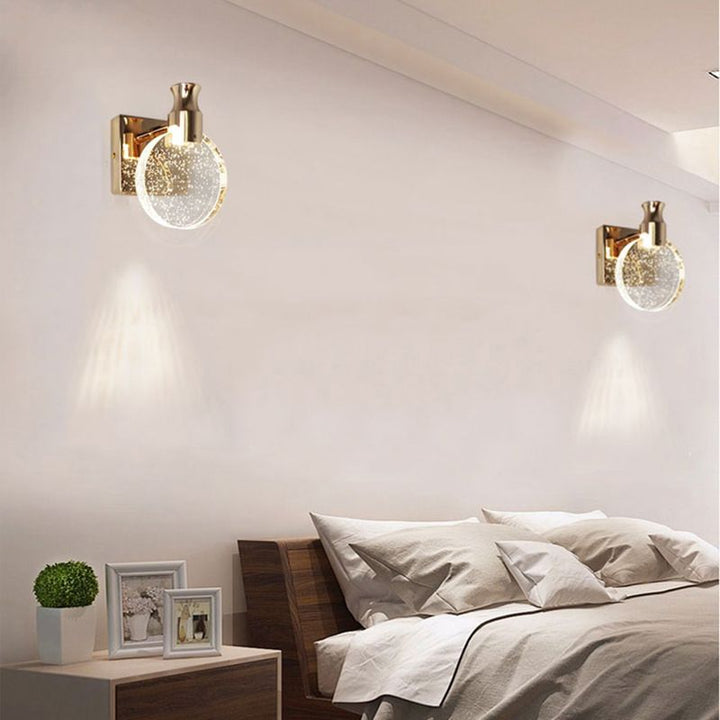 Luxury Round Crystal Wall Lamp – Celestia-Gold-Warm light-13cm-The Livary