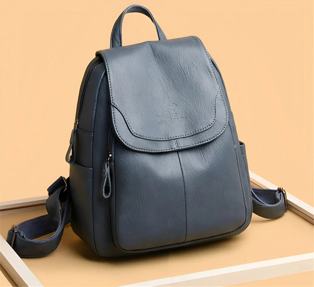 Vintage Leather Women's Backpack - Isabella-White-The Livary